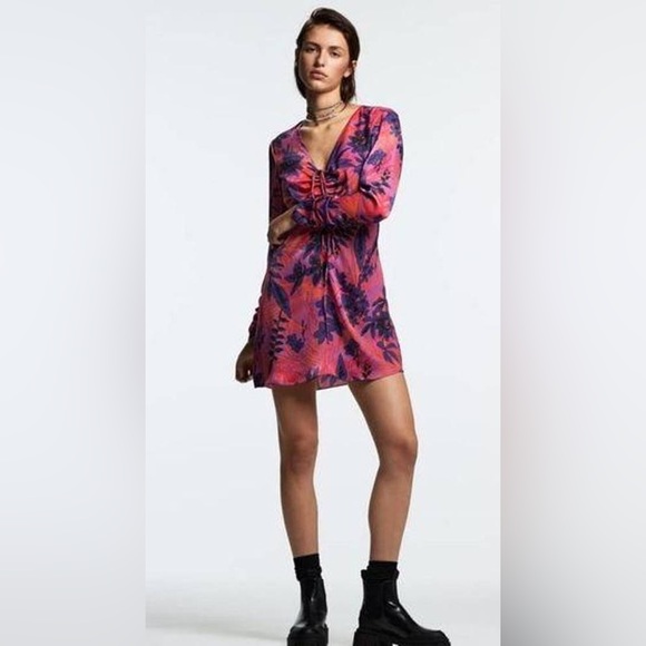 Zara Tropical Printed Floral Mini Dress - Picture 1 of 11